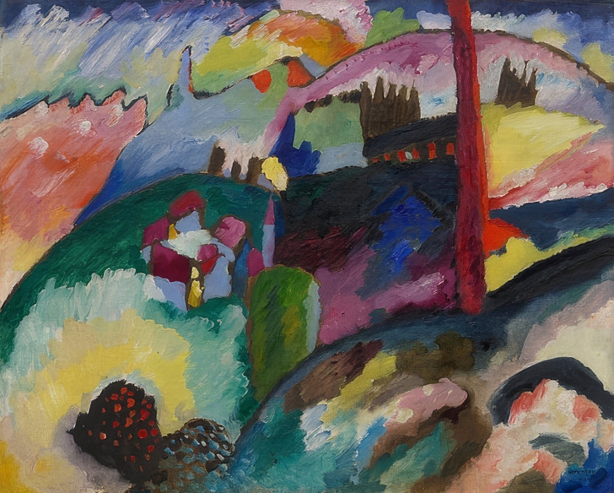 Krajina s továrním komínem. 1910 od Wassily Kandinsky