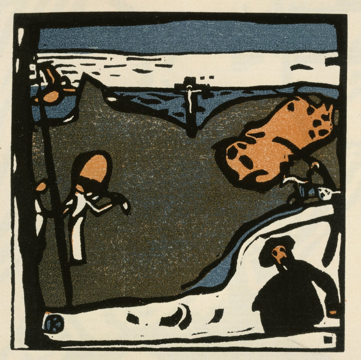 Krajina s postavami a krucifixem (list 49 z: „Zvuky“) od Wassily Kandinsky