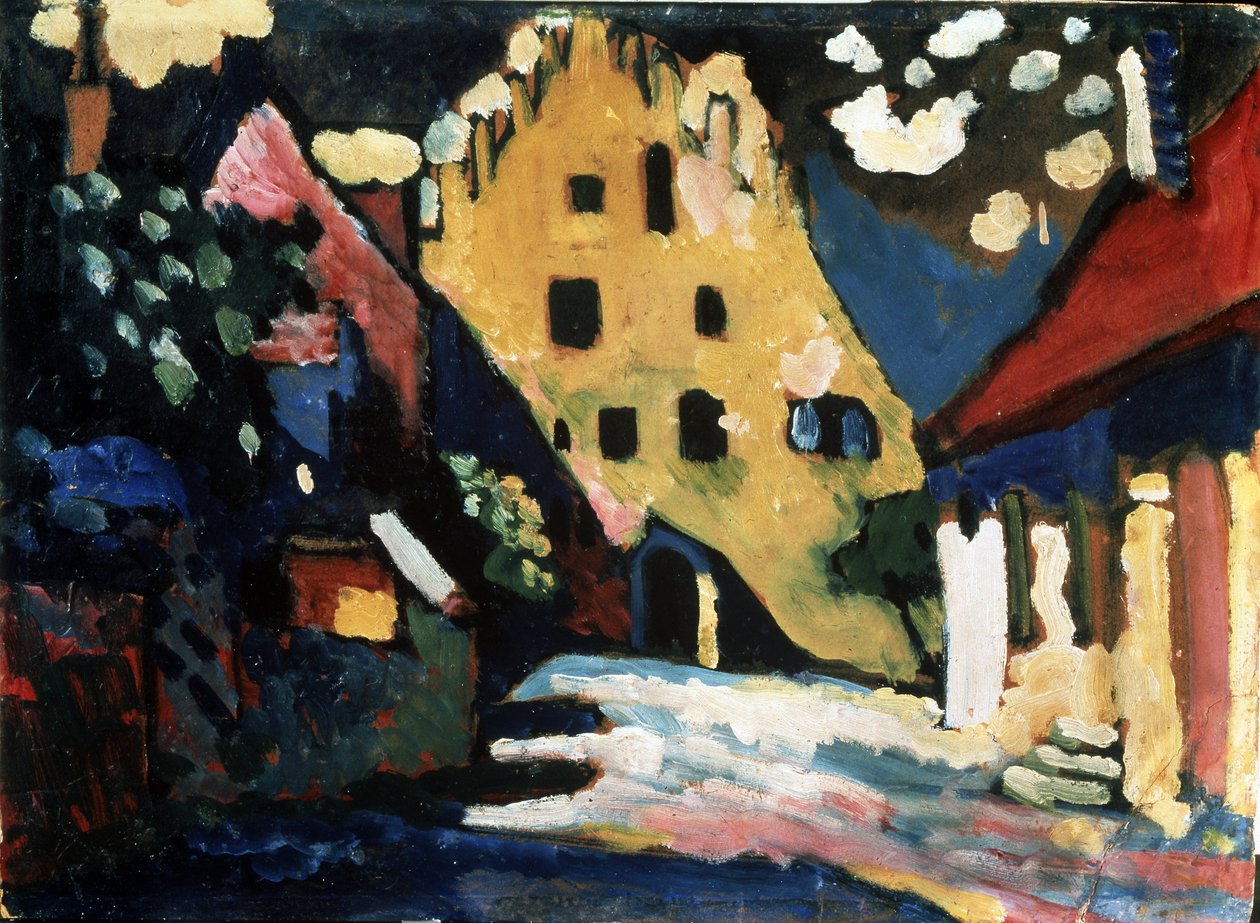 “ „Murnau. Zámecký dvůr"" Obraz Vasilije Kandinského (nebo Wassily Kandinskiho nebo Kandinskij od Wassily Kandinsky