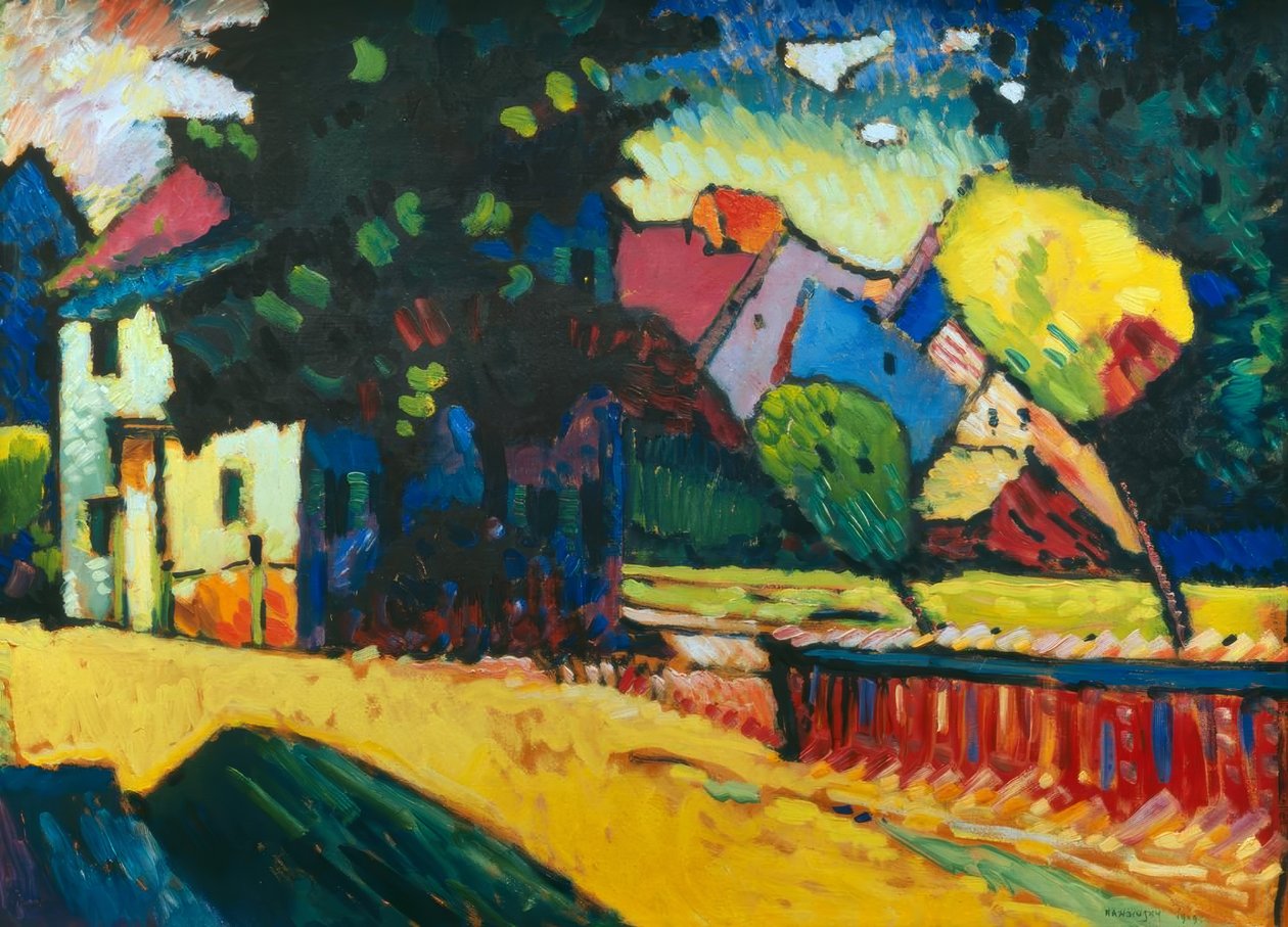 Murnau - krajina se zeleným domem od Wassily Kandinsky