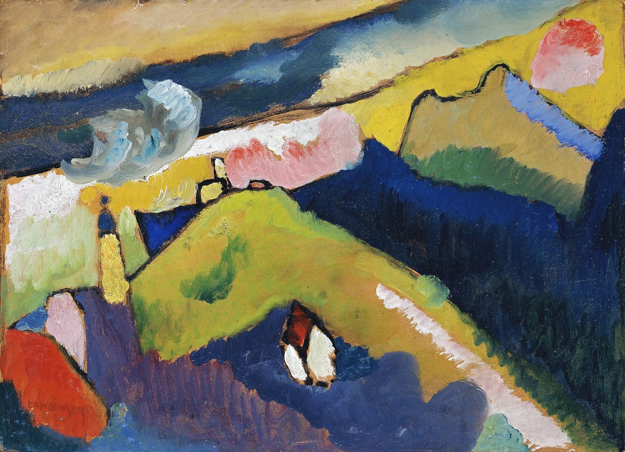 ""Murnau, horská krajina s kostelem"" Obraz od Wassily Kandinsky (nebo Wassily Kandinski nebo Kandinskij od Wassily Kandinsky