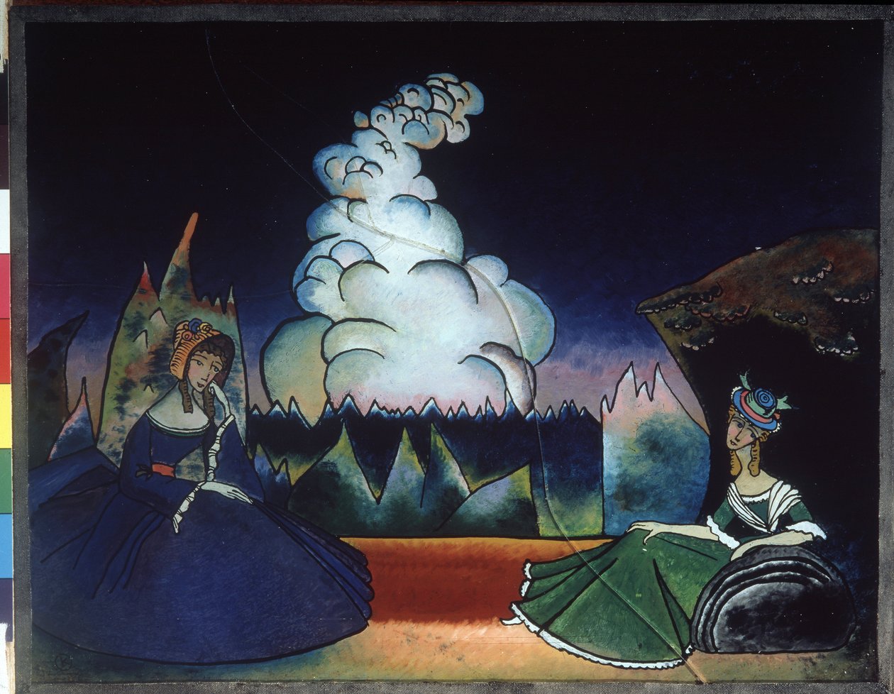 ""Bílý oblak"" (Bílý oblak) Malba na skle od Wassily Kandinsky (nebo Wassily Kandinski nebo Kandinskij od Wassily Kandinsky
