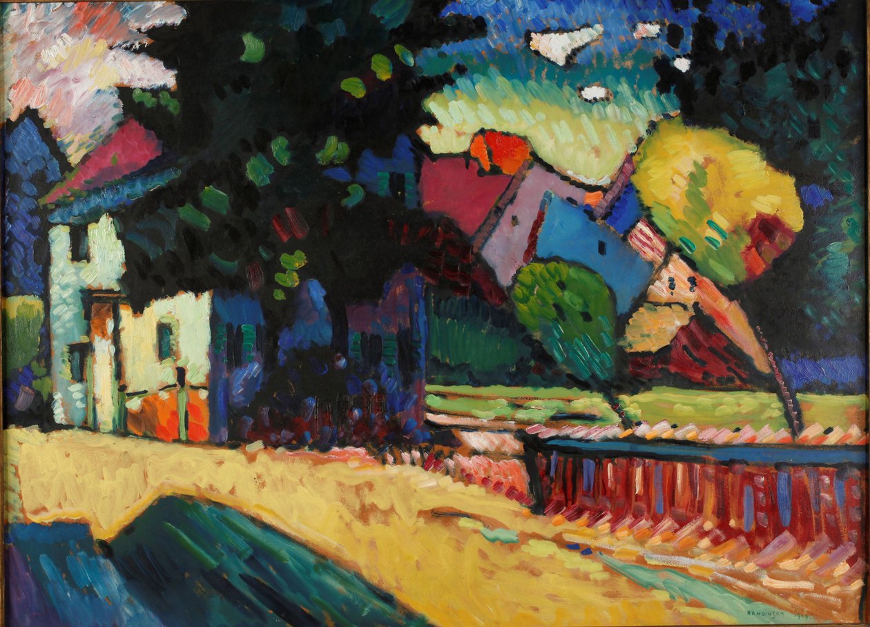 ""Paysage a la maison verte"" Peinture de Vassily Kandinsky (ou Wassily Kandinski nebo Kandinskij od Wassily Kandinsky