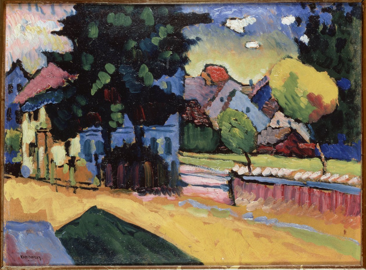 ""Krajina u Zeleného domu"" Malba Vasilije Kandinského (nebo Wassily Kandinského nebo Kandinského od Wassily Kandinsky