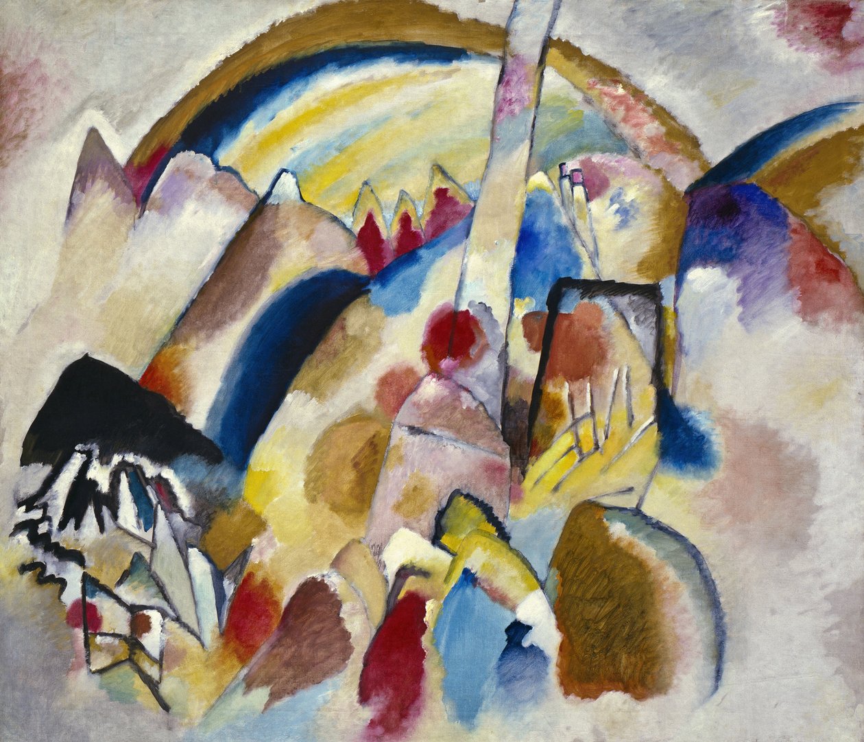""Paysage aux points rouges n 2"" (Krajina s červenými skvrnami N 2 nebo Krajina s červenými skvrnami Nr 2) Malba od Wassily Kandinsky (nebo Wassily Kandinsky nebo Kandinskij od Wassily Kandinsky