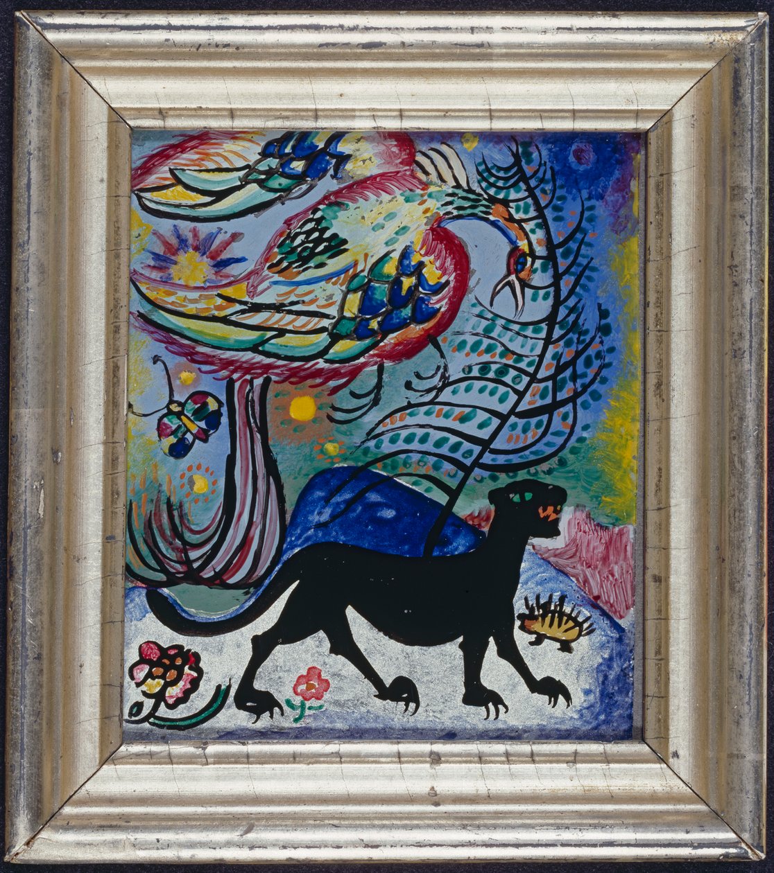 Fantazijní pták a černá pantera od Wassily Kandinsky