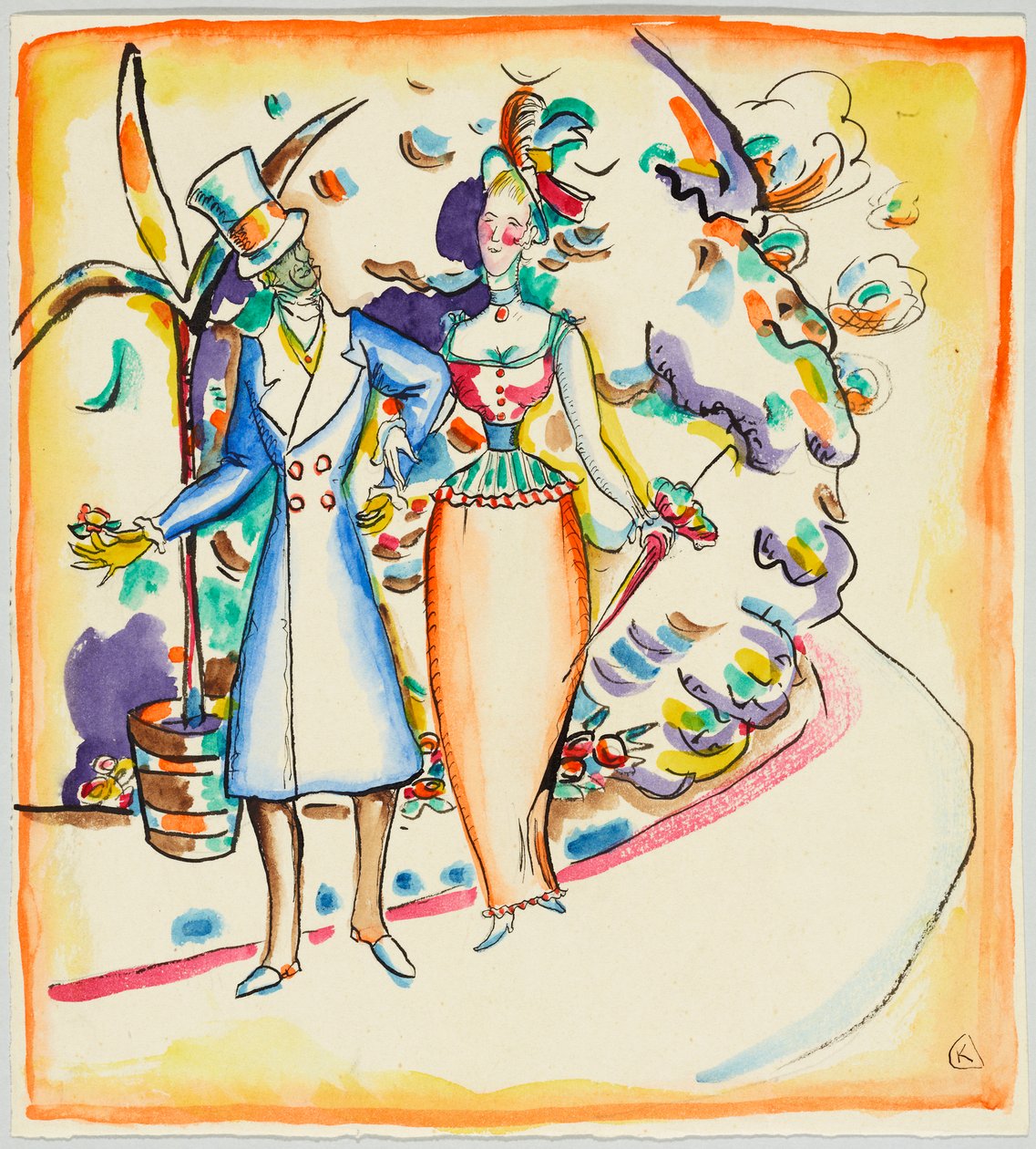 Pár se prochází po zahradě od Wassily Kandinsky
