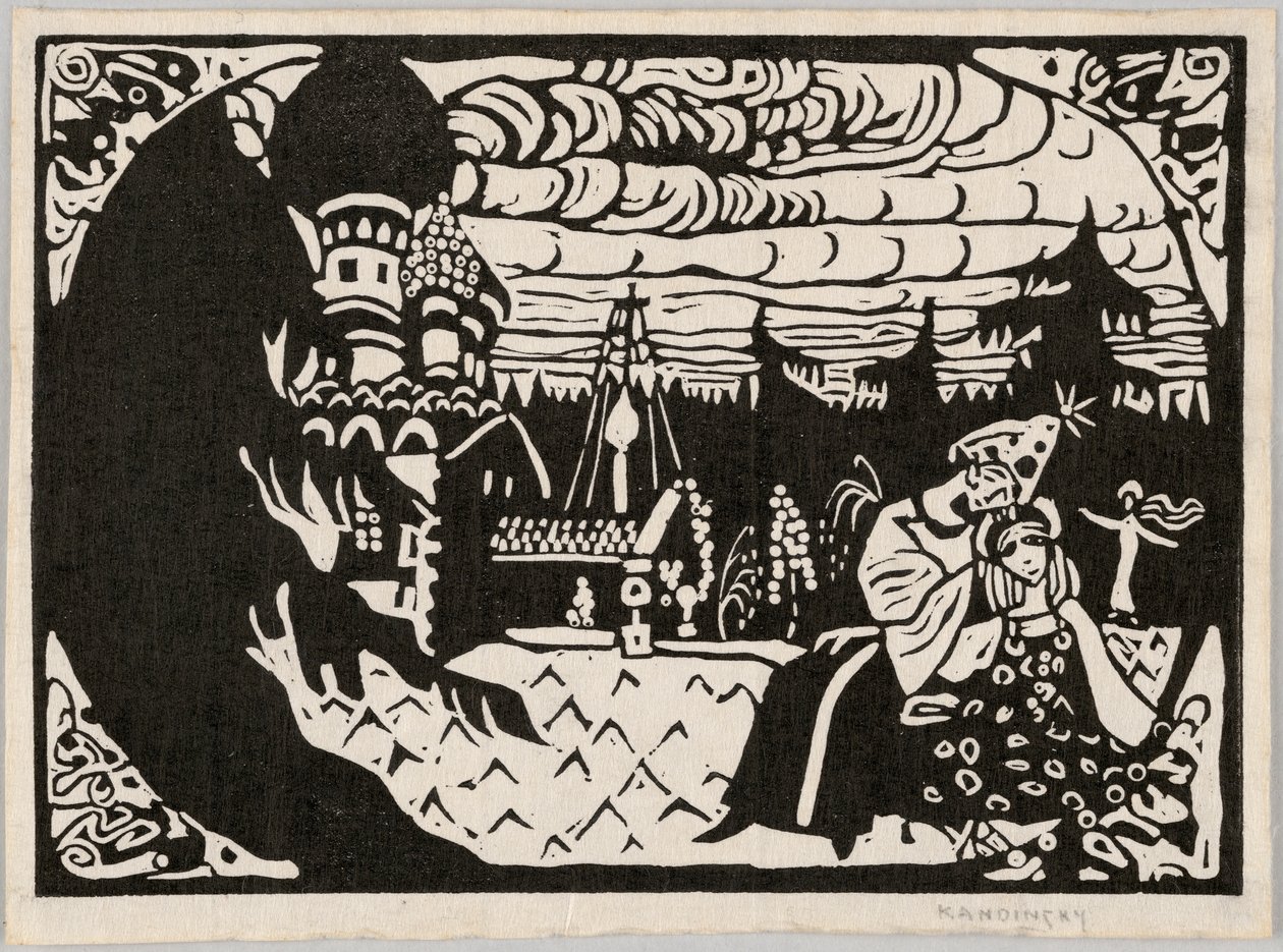 Sedící dívky, také nazývané „Dvě dívky“ od Wassily Kandinsky