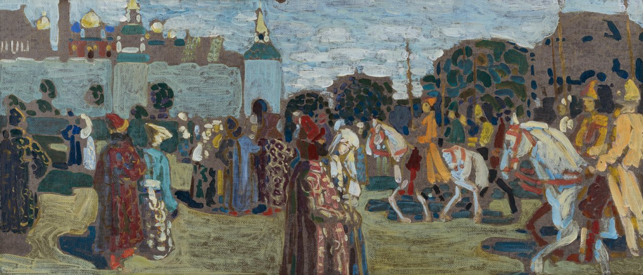 Náčrt k dílu „Neděle (starorusky)“ od Wassily Kandinsky