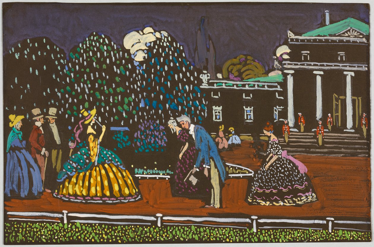 Studie pro „Vysokou návštěvu“; „Pozdrav na promenádě“ od Wassily Kandinsky