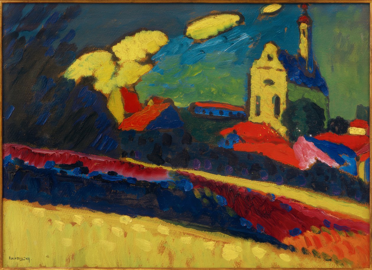 Studie Murnau - Krajina s kostelem I od Wassily Kandinsky