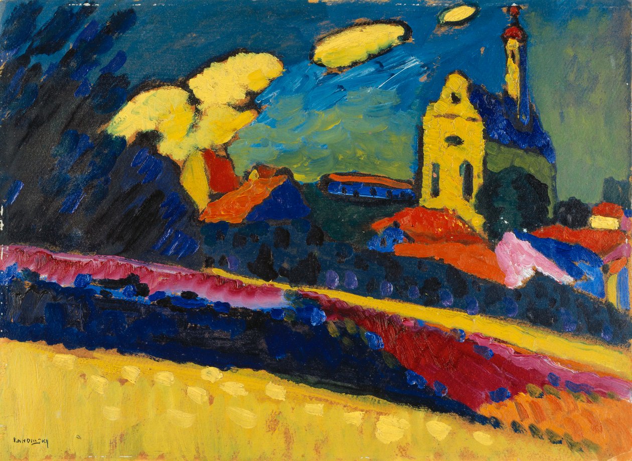 Studie pro Murnau - Krajina s kostelem, 1909. od Wassily Kandinsky