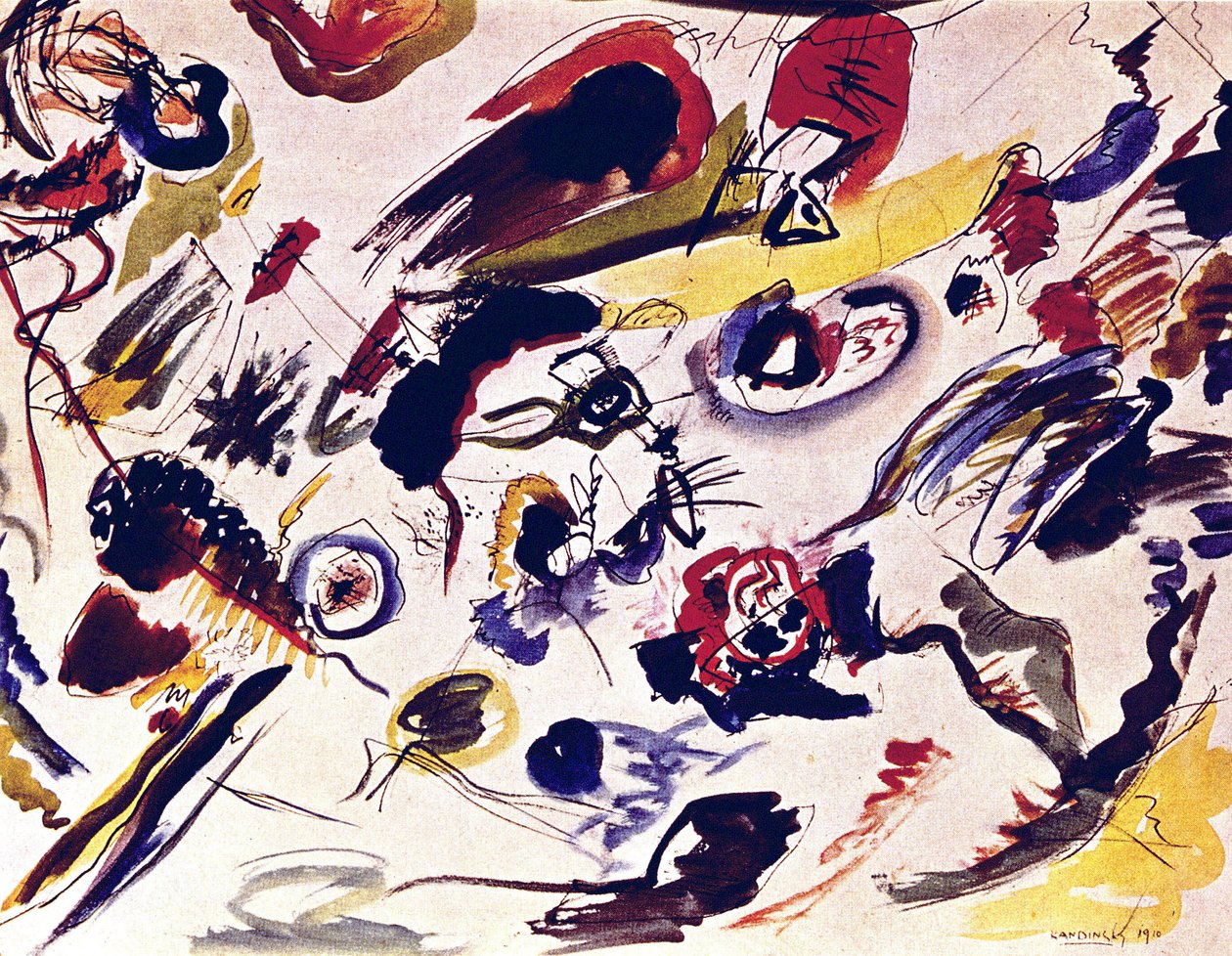 První abstraktní akvarel od Wassily Kandinsky