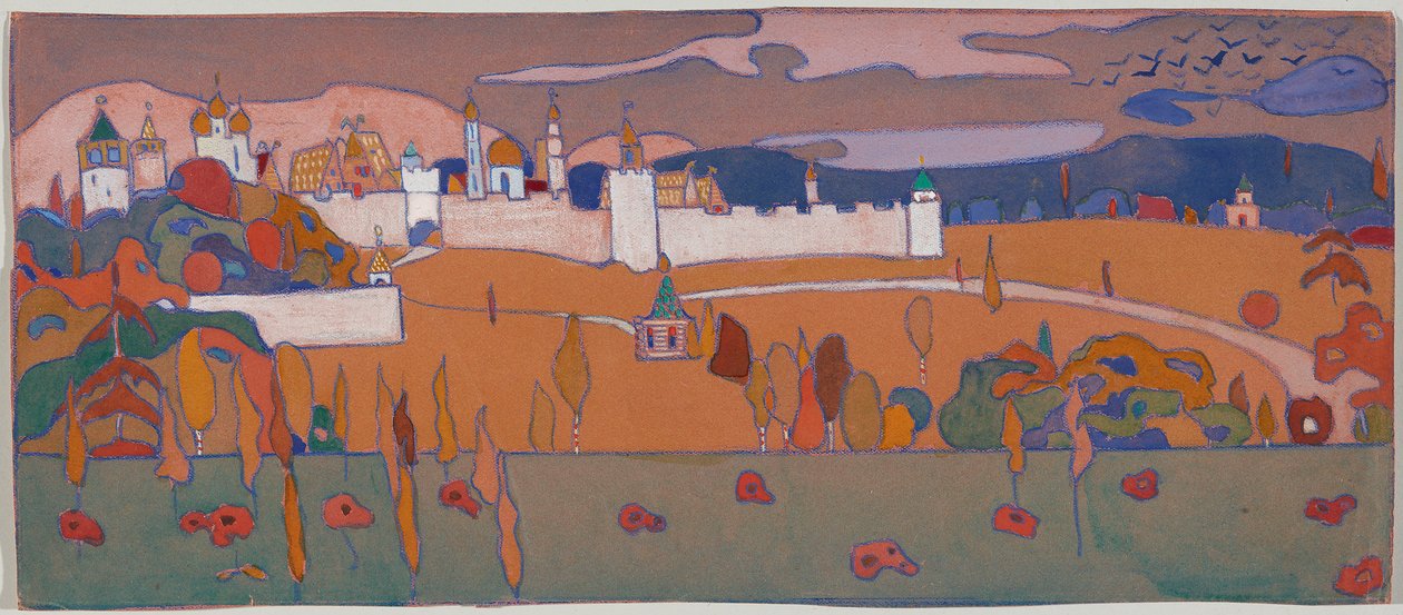 Opevněné město v podzimní krajině od Wassily Kandinsky