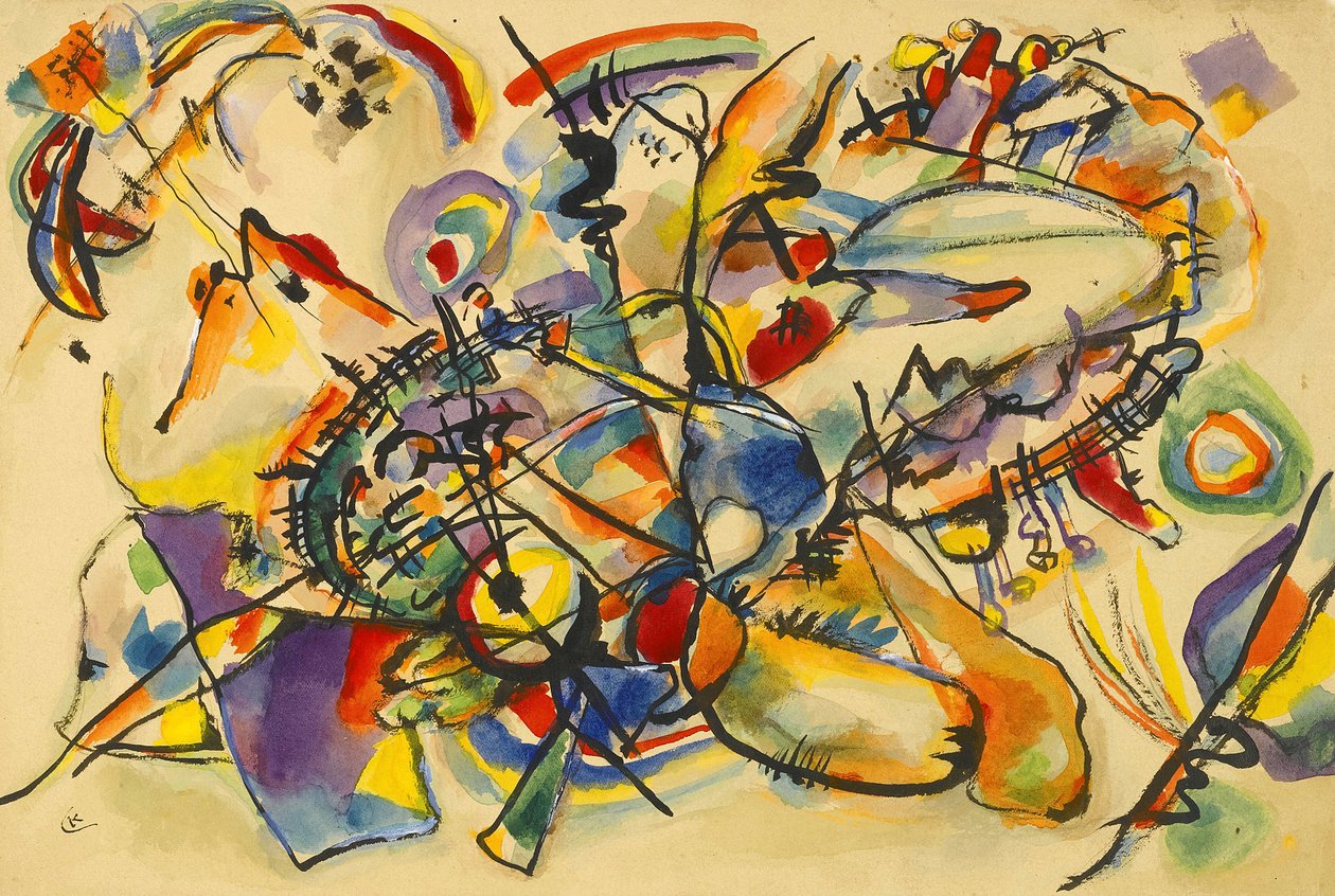 Bez názvu par Kandinsky, Wassily Vasiljevič (1866-1944). Akvarel a tuš na papíře, rozměr : 22,9x34, c. 1916, Soukromá sbírka od Wassily Kandinsky