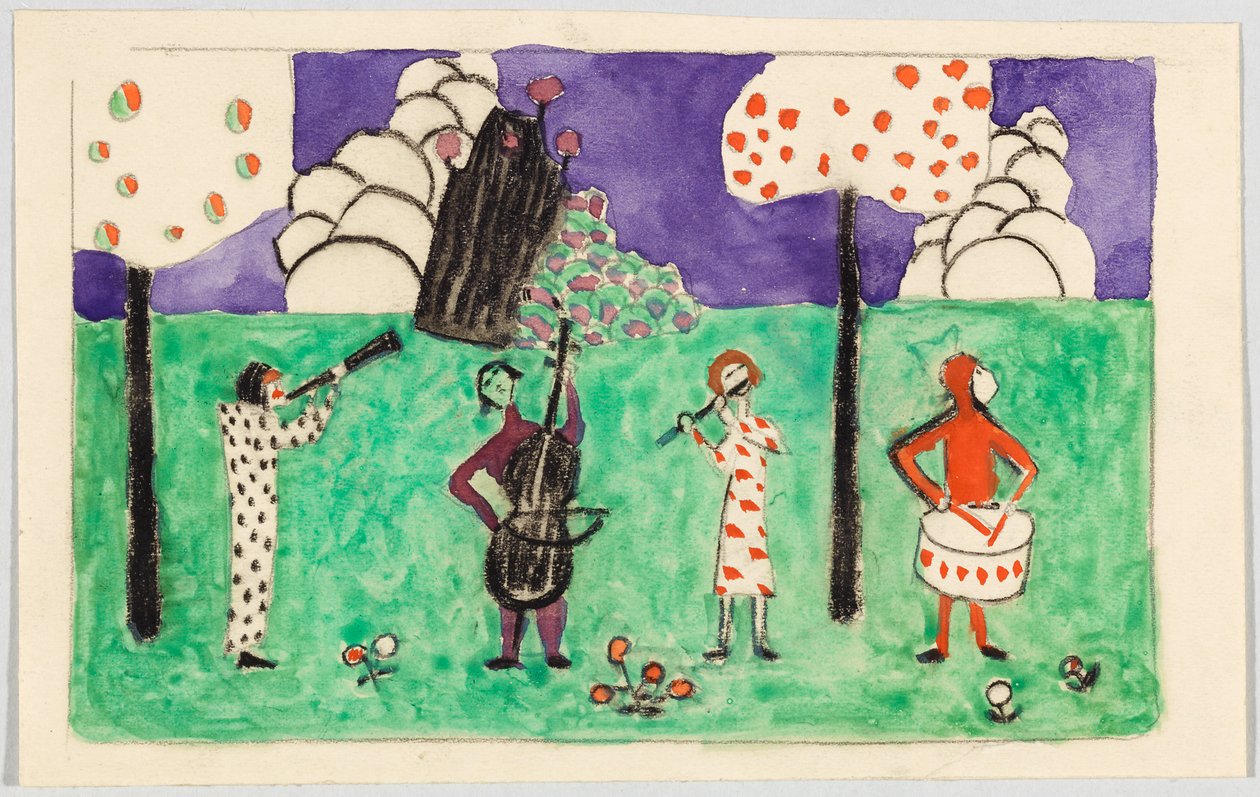 Čtyři hudebníci v krajině od Wassily Kandinsky