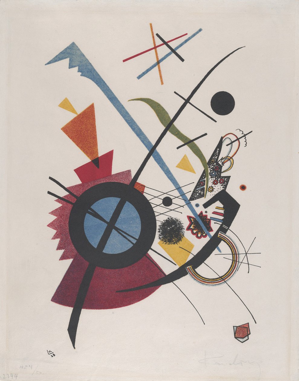 Violett, 1923 (litografie v červené, žluté, modré a černé) od Wassily Kandinsky