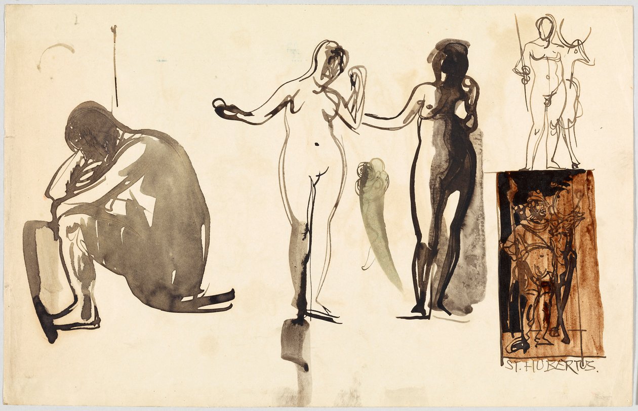 Ženské akty a sv. Hubertus, verso: Ženské akty od Wassily Kandinsky