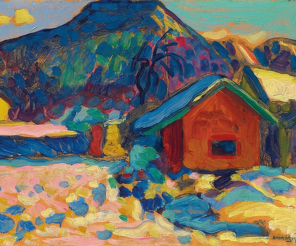 Zimní studie s horou. 1908 od Wassily Kandinsky