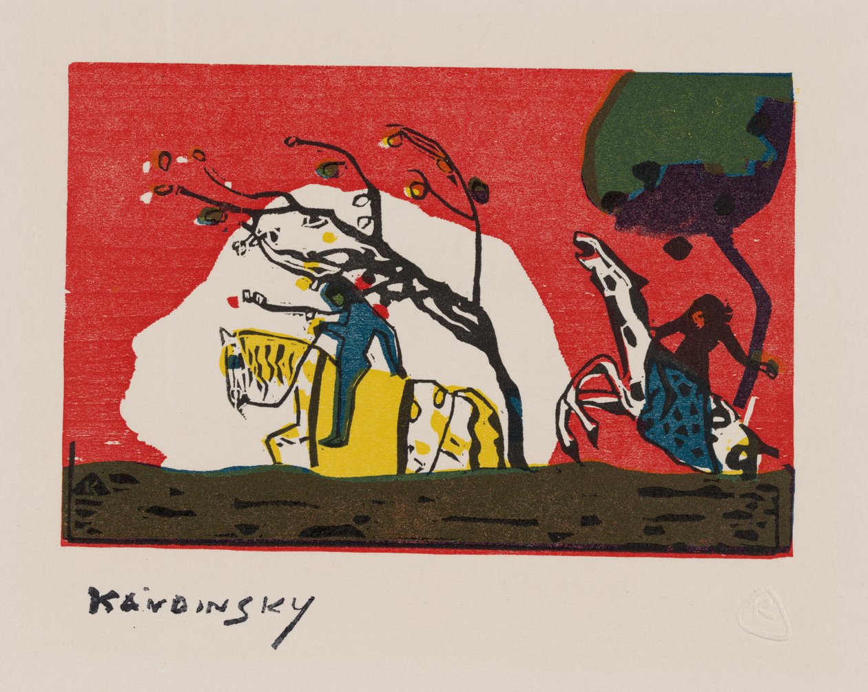 Dva jezdci před červenou od Wassily Kandinsky