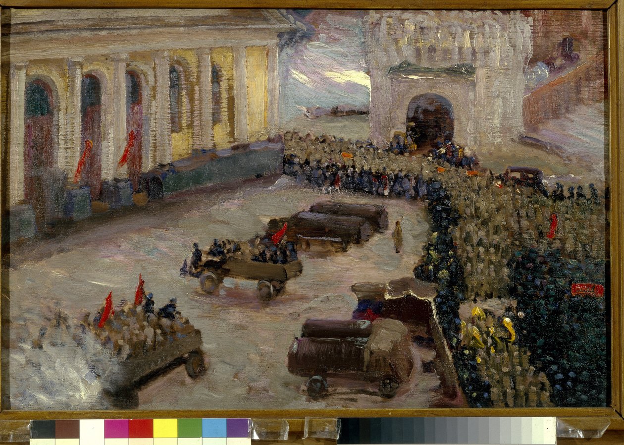 Ruská revoluce z února 1917 do Moskvy. (Únorová revoluce v Moskvě). Obraz Vasilije Nikitiče Meškova (1868-1946) od Wassily Meshkov