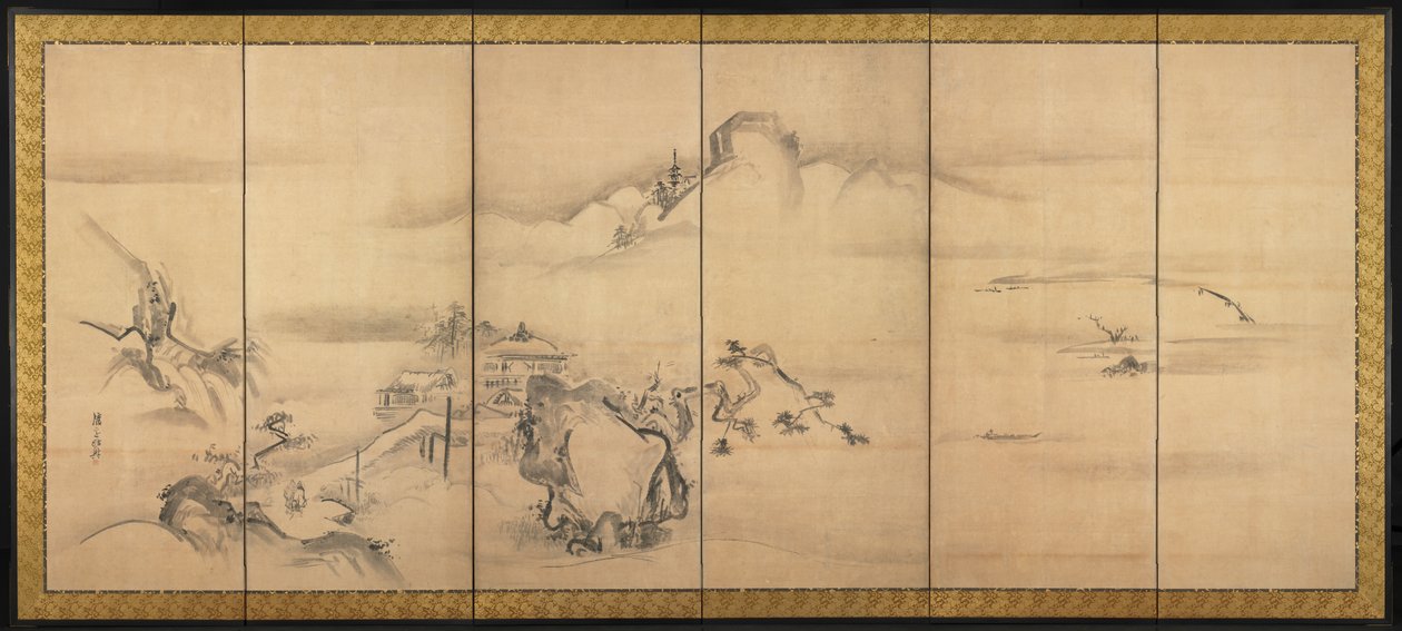 Osm pohledů na řeky Xiao a Xiang, 1700. od Watanabe Shiko