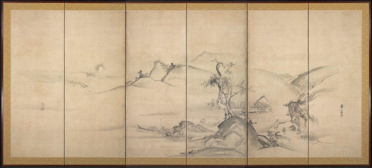 Osm pohledů na řeky Xiao a Xiang, 1700. od Watanabe Shiko