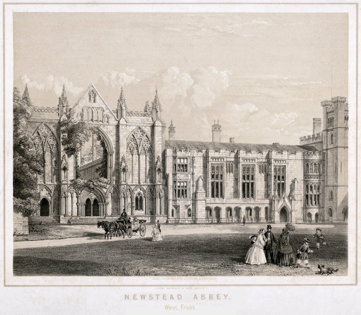 Západní aspekt Newstead Abbey, Nottinghamshire, c1860 od Waterlow and Sons