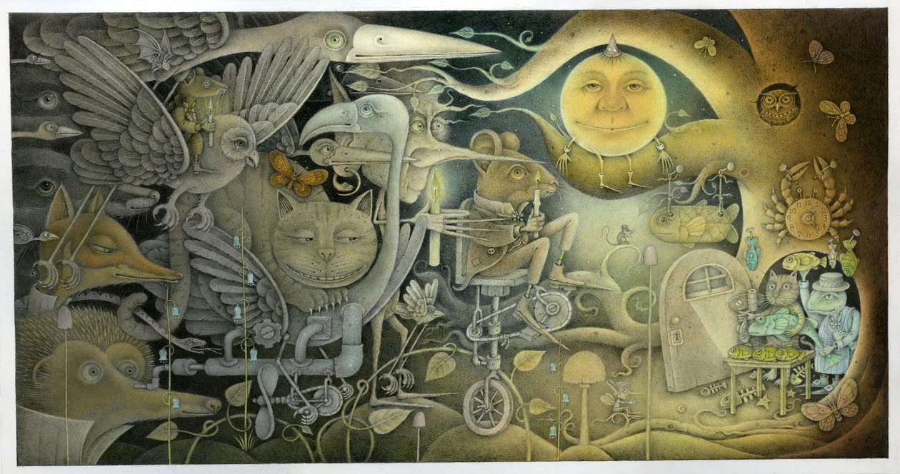 Stvoření, která se objevila ze tmy, 2010 (kombinovaná technika na umělecké desce) od Wayne Anderson
