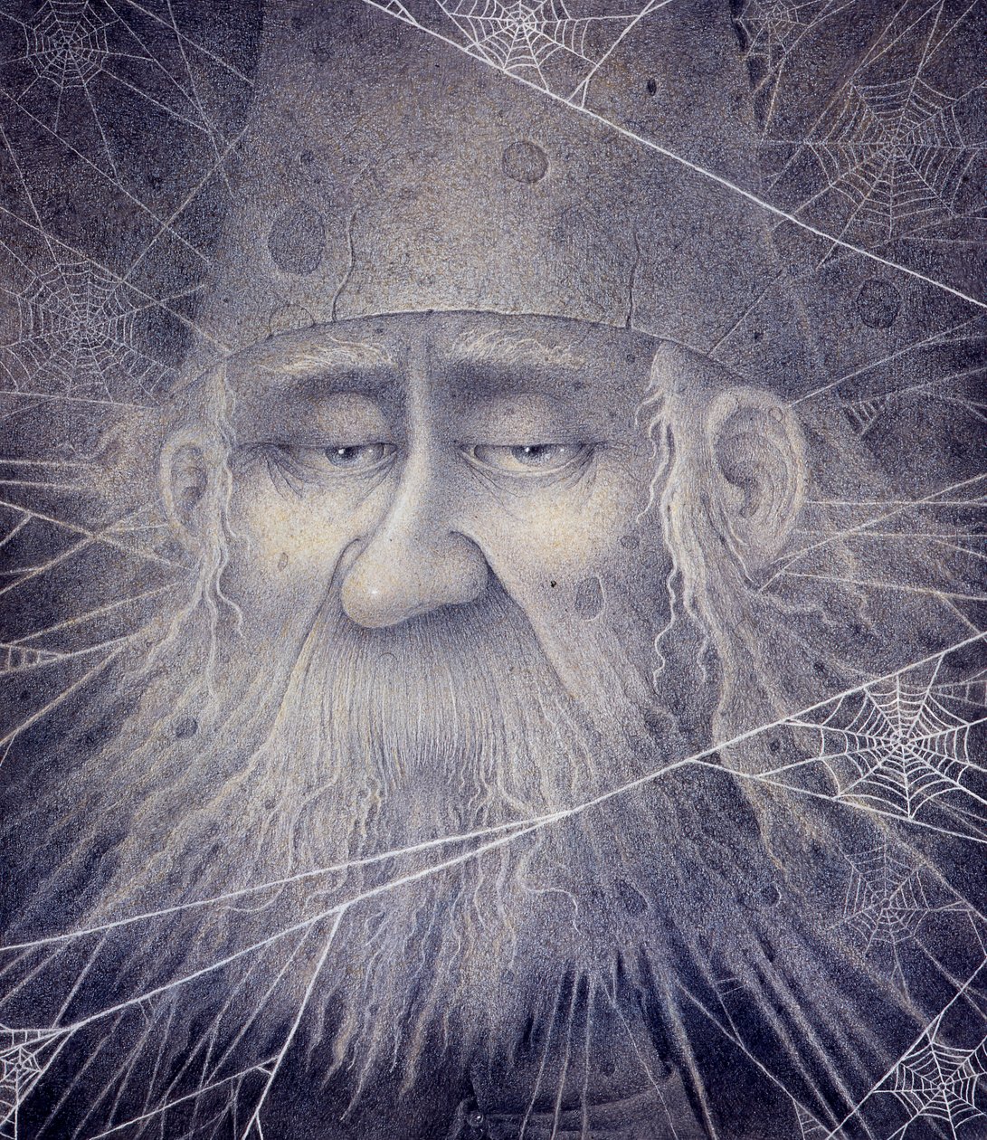 Merlin proměněný v kámen, 2000 (kombinovaná technika) od Wayne Anderson