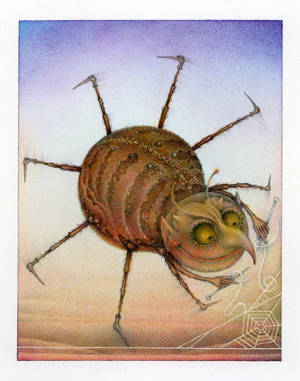 Točící se pavouk, 2003 (kombinovaná technika na umělecké desce) od Wayne Anderson