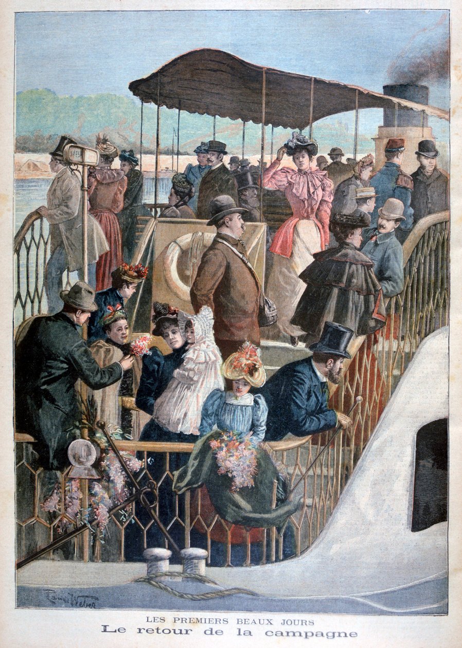 Pařížané vracející se z venkova lodí, 1894 od Weber