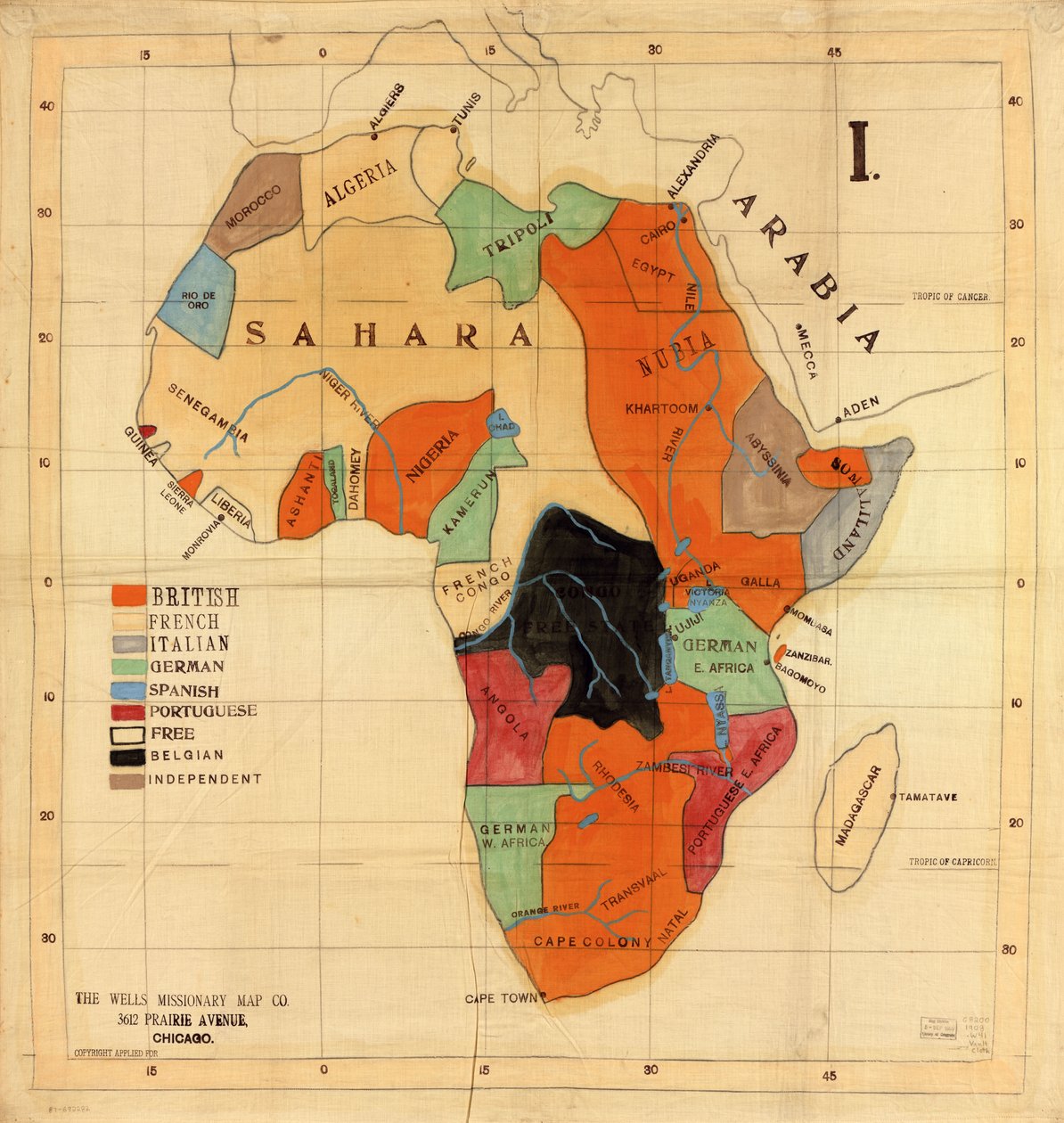 Afrika]. od Wells Missionary Map Co.