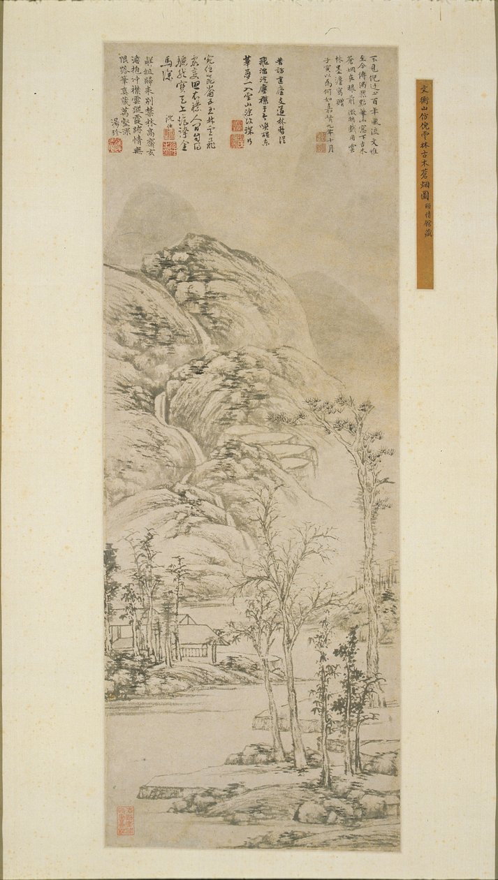 Starověké stromy a šedé mlhy, 1530. od Wen Zhengming