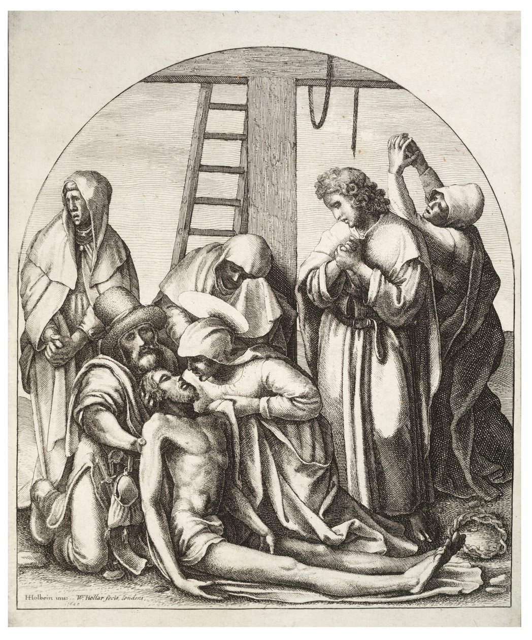 Sestup z kříže, po Holbeinovi od Wenceslaus Hollar