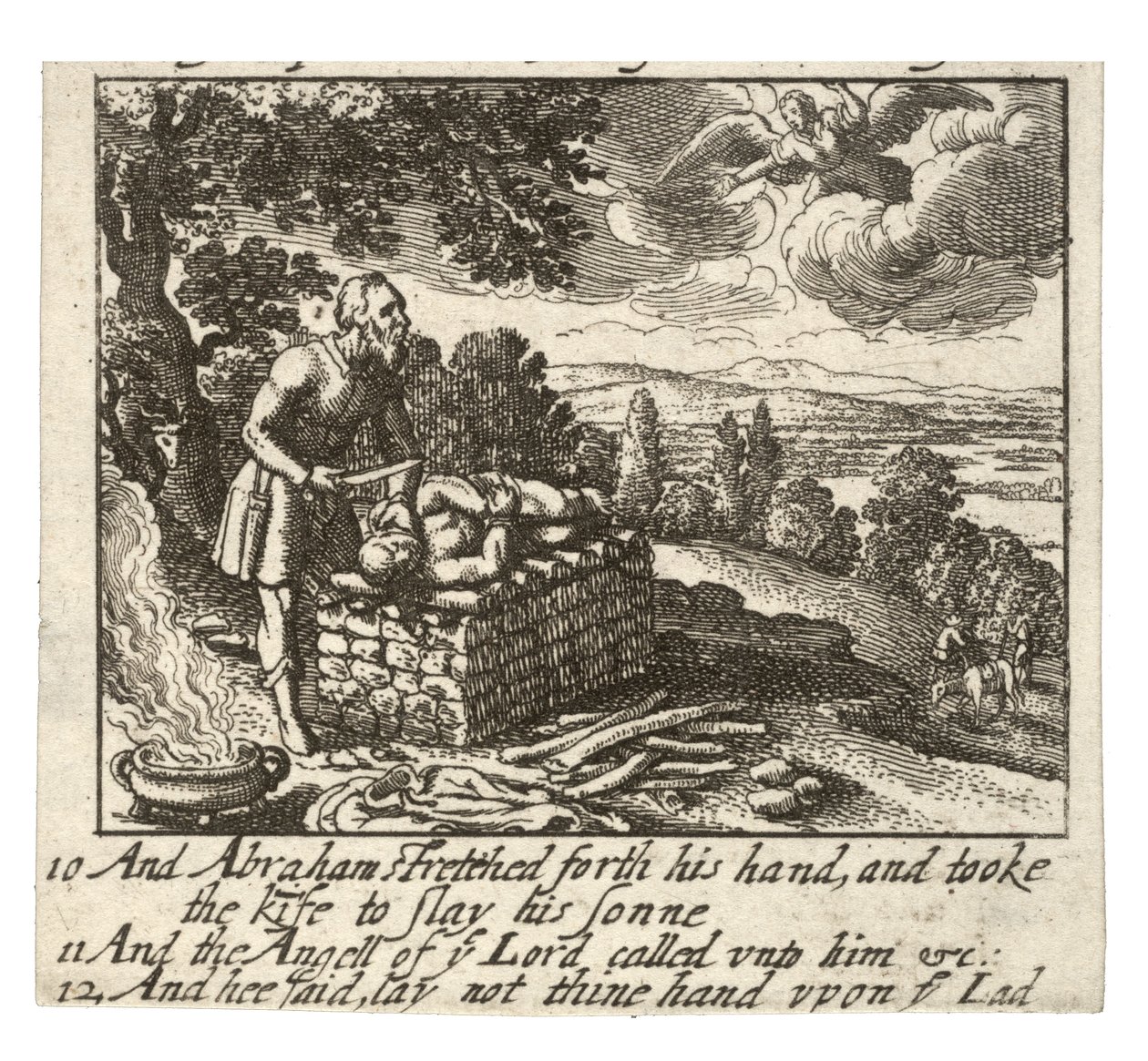 Hagar a oběť Izáka. Stav 2 od Wenceslaus Hollar