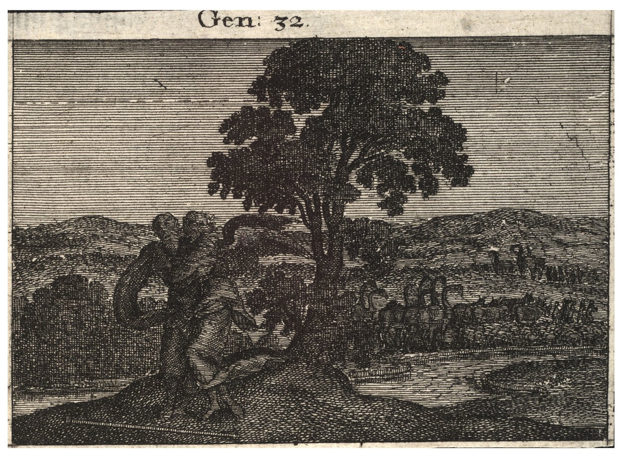 Jacob zápasí s andělem. Stav 1 od Wenceslaus Hollar