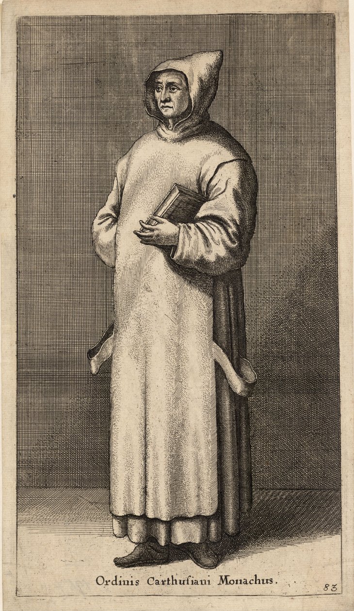 kartuziánský mnich řádu. Stav 3 od Wenceslaus Hollar