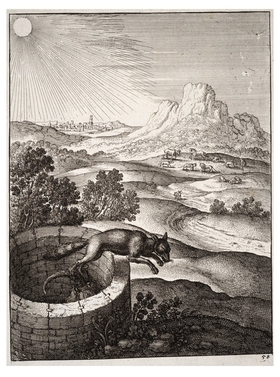 Liška a koza od Wenceslaus Hollar