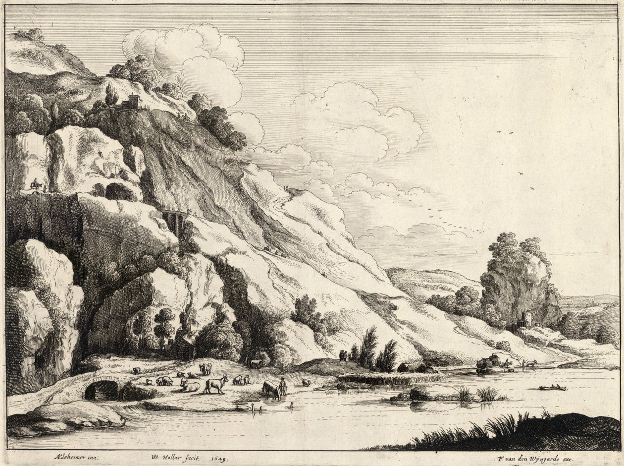 Kamenný most (Elsheimer). Stav 1 od Wenceslaus Hollar