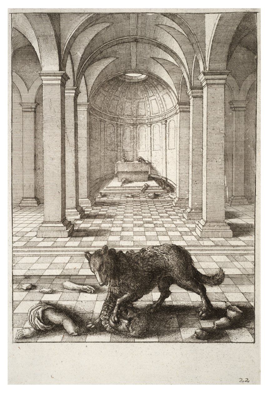 Vlk a socha od Wenceslaus Hollar
