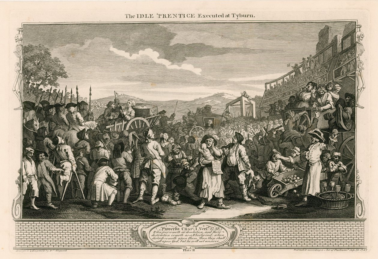 Nečinný učeň popravený v Tyburnu (rytina) von Wenceslaus (after) Hollar