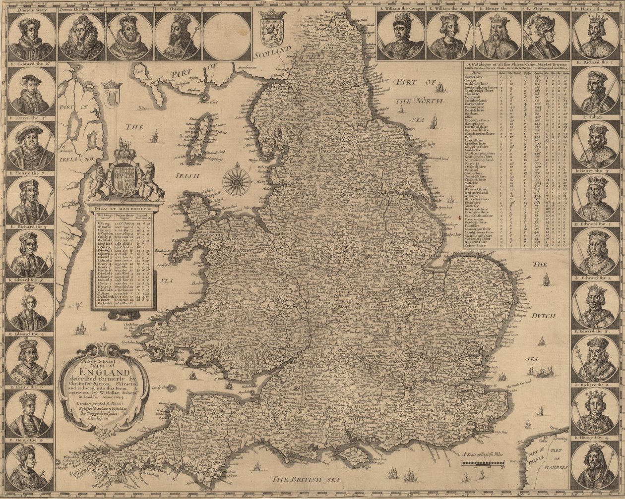 Nová a přesná mapa Anglie, 1644. od Wenceslaus Hollar