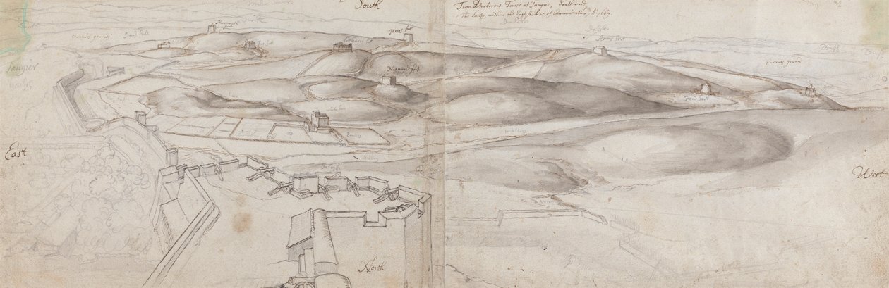 Pohled z Peterborough Tower v Tangeru od Wenceslaus Hollar