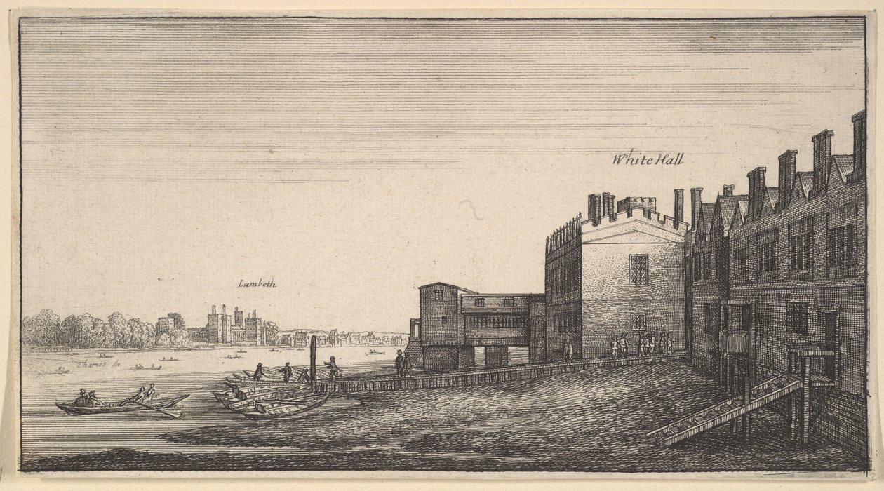 Pohled na Lambethský palác od řeky na Whitehall Stairs, 1625-77. od Wenceslaus Hollar