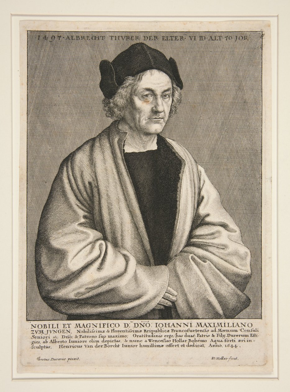 Albrecht Dürer starší (1427-1502) ve věku 70 let od Wenceslaus Hollar
