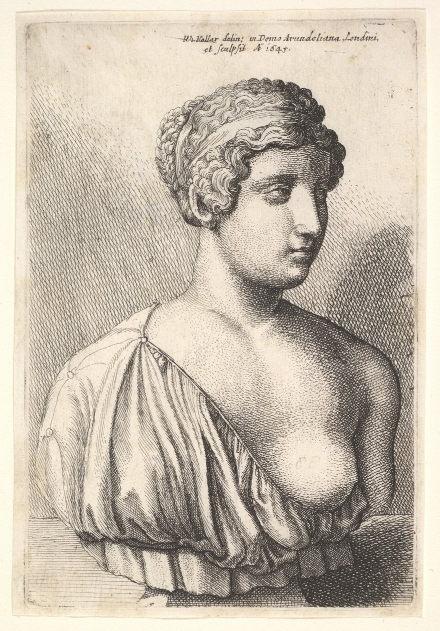 Starožitná busta ženy, 1645. od Wenceslaus Hollar