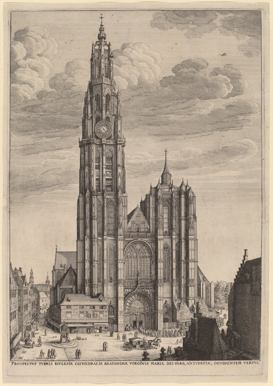 Antverpská katedrála od Wenceslaus Hollar