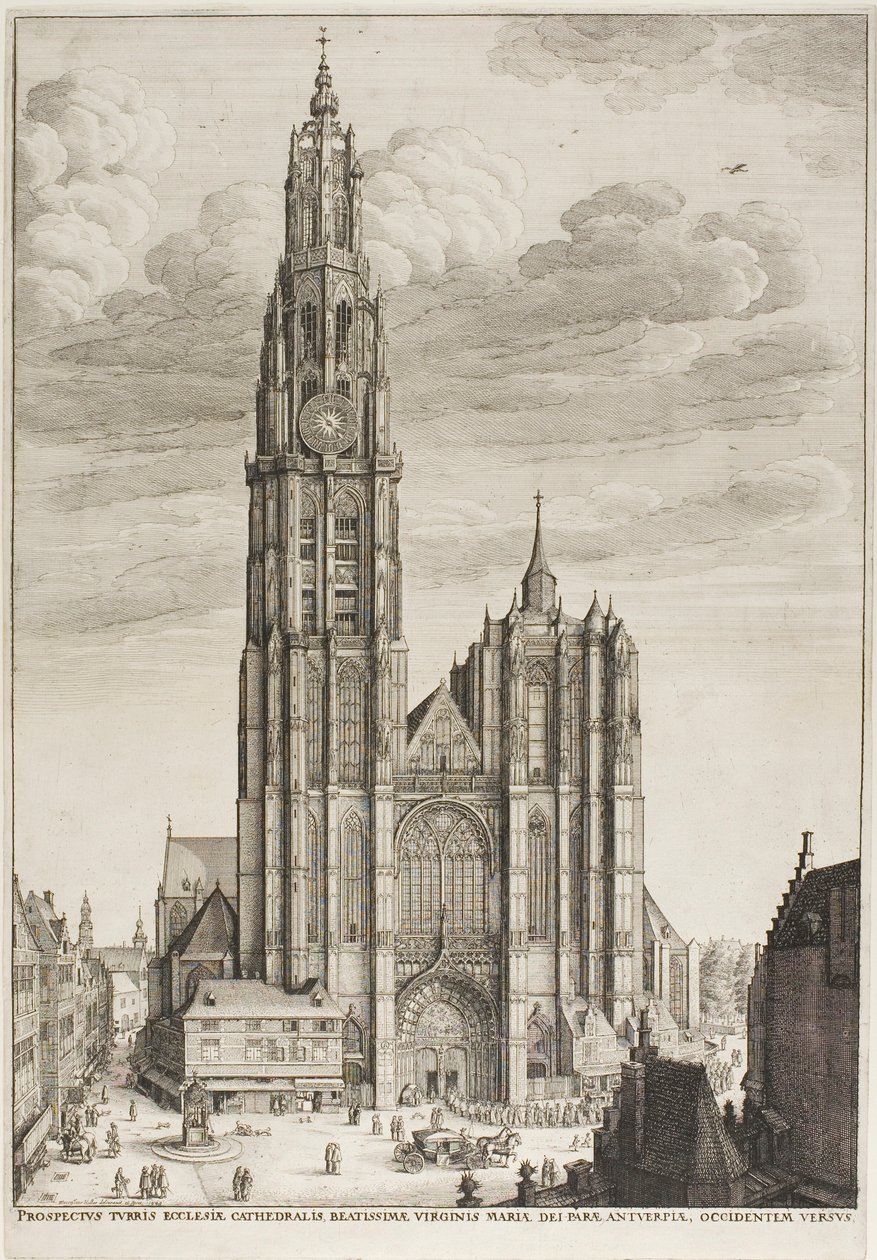 Antverpská katedrála od Wenceslaus Hollar