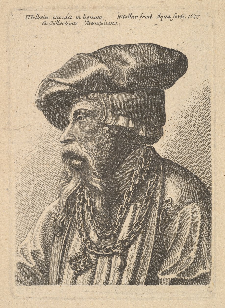 Vousatý muž s řetízkovým náhrdelníkem, 1647. od Wenceslaus Hollar